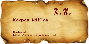 Korpos Nóra névjegykártya